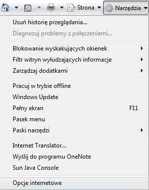 Opcje internetowe programu Internet Eksplorer Internet Eksplorer, opcje internetowe