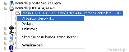 AHCI, aktualizacja sterownika, sterownik SATA