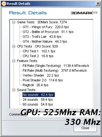 3D Mark03, overclocking Geforce 6600