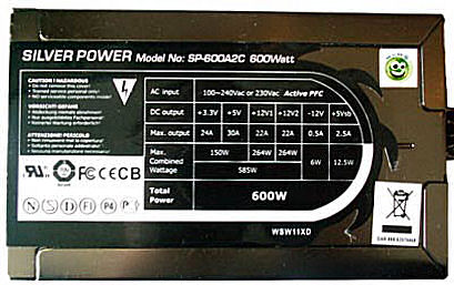PSU Tabela Recenzja Silver Power 600Wat zasilacz