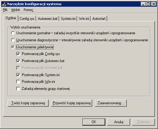 Narzędzie konfiguracji systemu Narzędzie konfiguracji systemu, Optymalizacja Windows 98