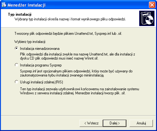 Instalacja nienadzorowana Instalacja nienadzorowana