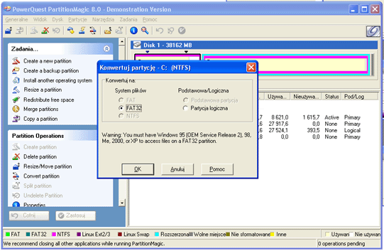 Konwersja na FAT32 z NTFS Konwersja na FAT32