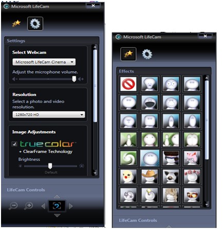 Ustawienia programu LifeCam, LifeCam, program LifeCam