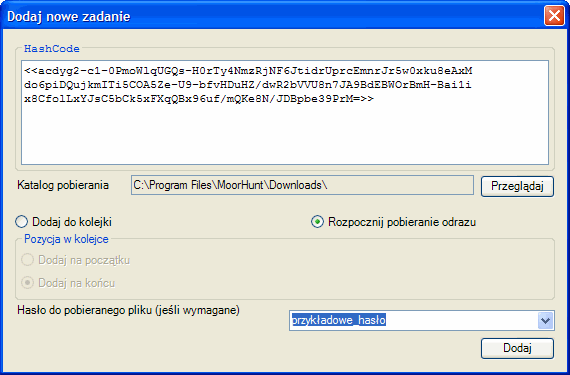 MoorHunt, hash, p2m, download mail, ściąganie plików