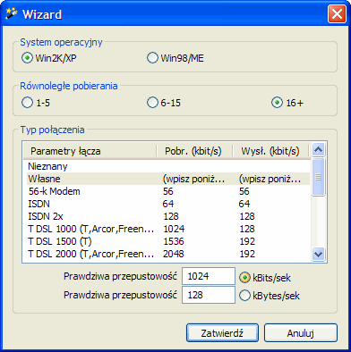 eMule wybór łącza eMule wybór łącza, programy p2p, wymiana plików
