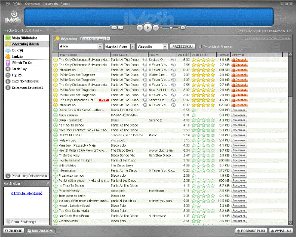 iMesh, wyszukiwanie plików MP3, p2p, wymiana plików