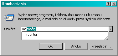 Autouzupełnianie słów w oknie Uruchamianie autouzupełnianie Windows XP