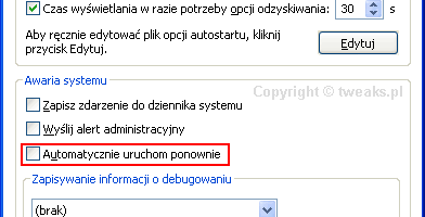 Automatycznie uruchom ponownie, BSOD