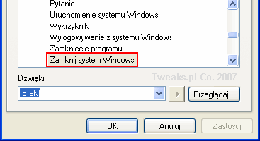 dźwięk Windows, zamykanie WIndows