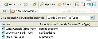 fonts, podobne czcionki, czcionki, czcionki Windows