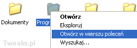 otwórz w wierszu poleceń, CMD