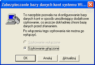 syskey, szyfrowanie Windows, szyfrowanie kont