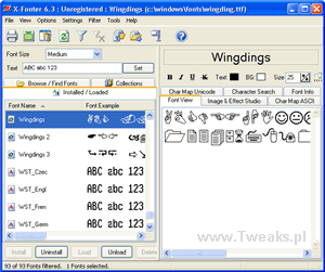x-fonter podgląd czcionek x-fonter, podgląd czcionek, czcionki Windows