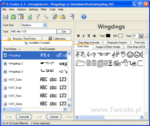 x-fonter, podgląd czcionek, czcionki Windows