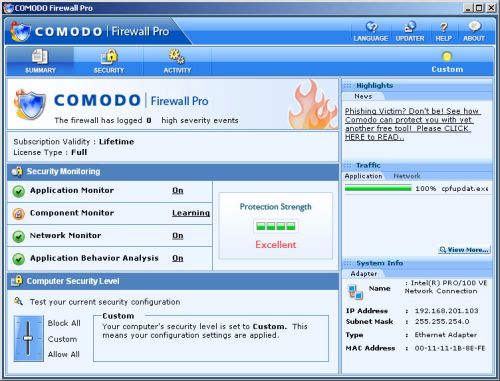 Comodo, zapora sieciowa, firewall