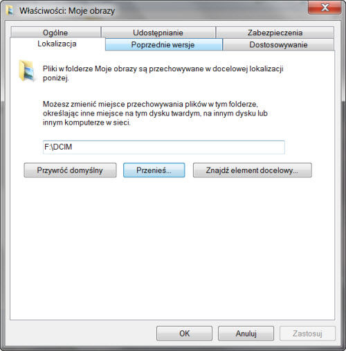 przeniesienie folderu z obrazkami, optymalizacja Windows 7 z dyskiem SSD