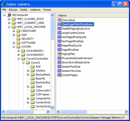 Edytor rejestru systemu Windows XP Edytor rejestru, rejestr Windows XP