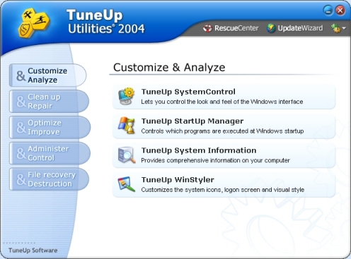 TuneUp Utilities 2012, dostosowanie Windows