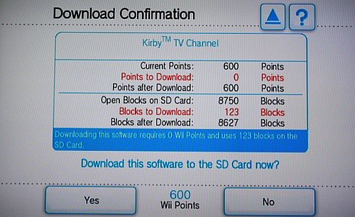 WII Shop download confirmation