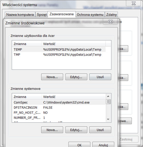 foldery TEMP, TMP przenoszenie folderów TEMP i TMP na inny dysk