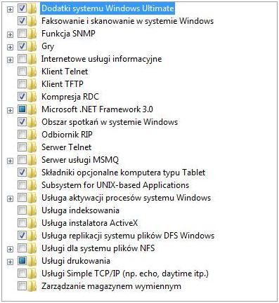 składniki Windows, usuwanie zbędnych składników Windows