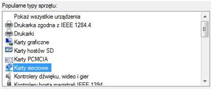 Ręczny wybór karty sieciowej, ręczny wybór, wybór sterownika
