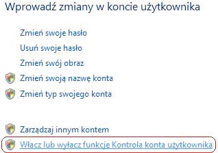 Wyłączenie kontroli konta użytkownika, kontrola konta użytkownika, UAC