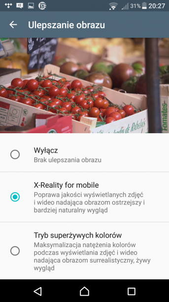 ulpeszanie obrazu sony xperia x performance