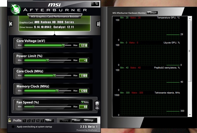 Gigabyte HD 7870 OC WF 3x 2GB DDR5 temperatura spoczynek