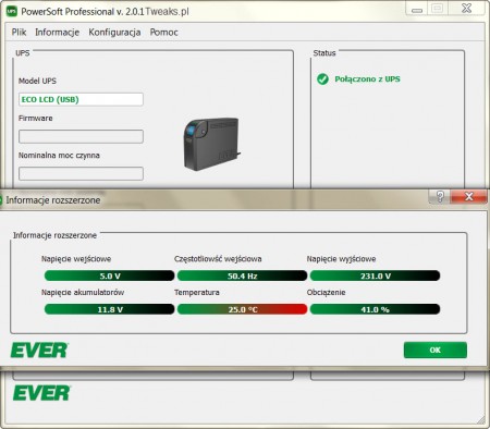 test obciazenie 40% UPS Ever ECO 500 LCD