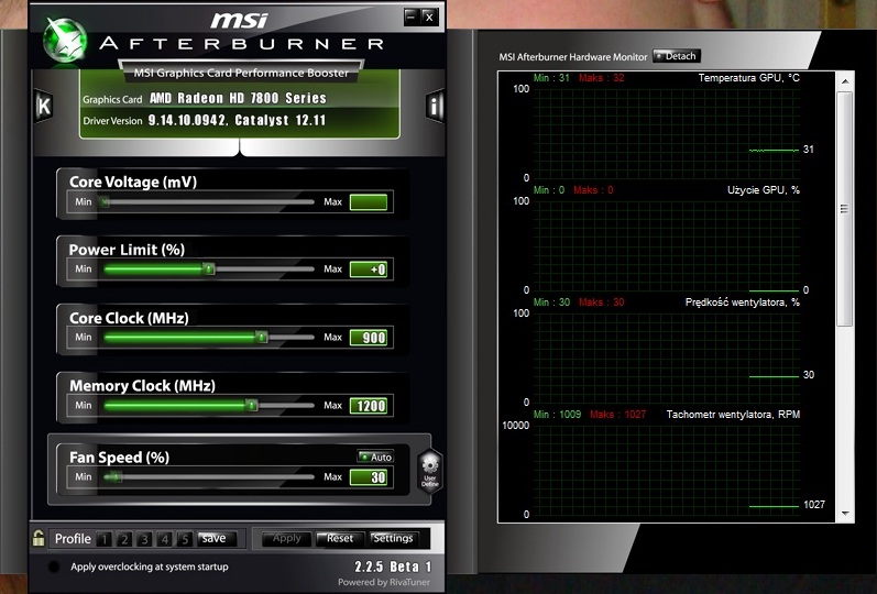 MSI Radeon HD 7850 1GD5OC - temperatura spoczynek