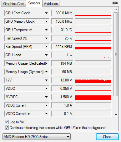 GPU-Z w spoczynku