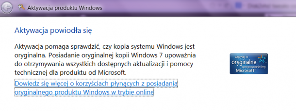 Aktywacja Windows zmiana klucza