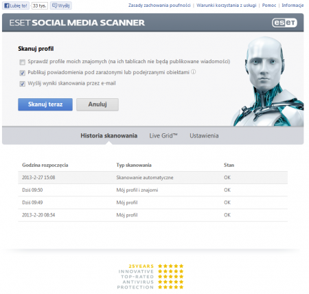ESET Social Media Scanner - stróż profilu na Facebooku 1