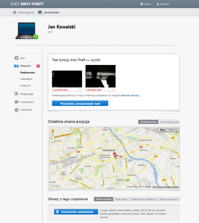 Lokalizacja laptopa z pomocą ESET Anti-Theft