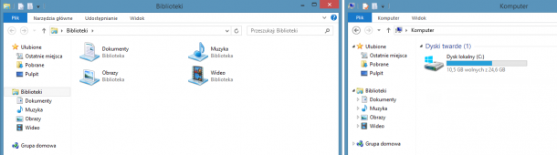 eksplorator Windows widok bibliotek i dysków