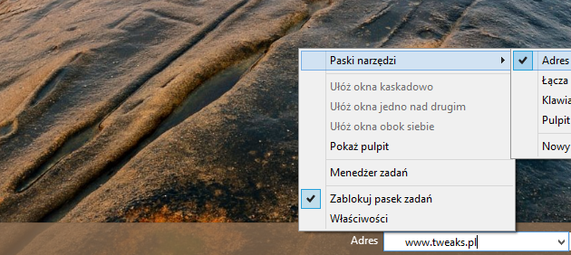 klasyczny pasek adresów Windows 8