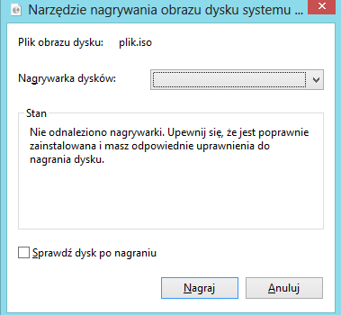 nagrywanie płyty CD DVD z pliku ISO Windows 8