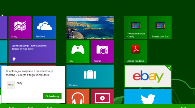odinstalowanie aplikacji metro Windows 8
