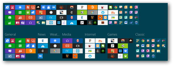 organizacja ekranu startowego Windows 8