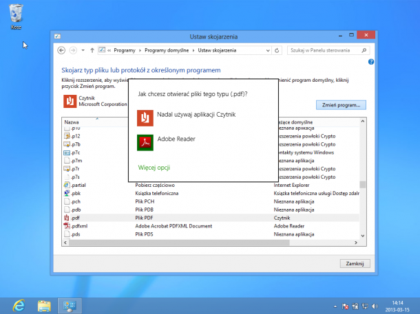 skojarzenie typu pliku z programem Windows 8