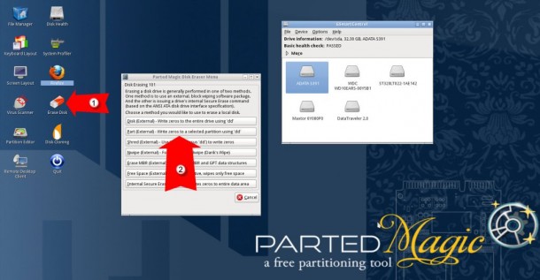 Parted Magic erase disk zerowanie dysku