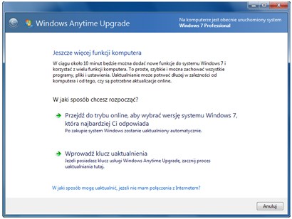 Windows anytime upgrade