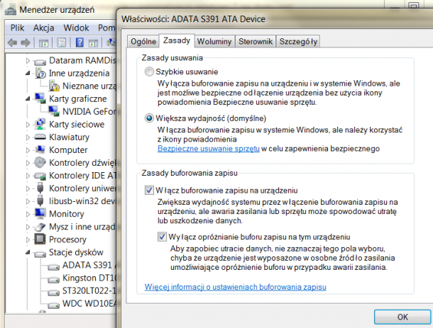 buforowanie dysku Windows 7