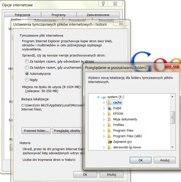 pliki tymczasowe IE