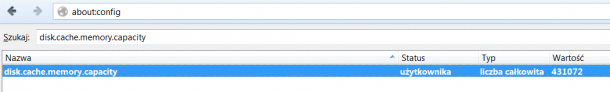 rozmiar cache Firefox