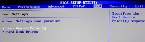 ustawienia bootowania BIOS AMI
