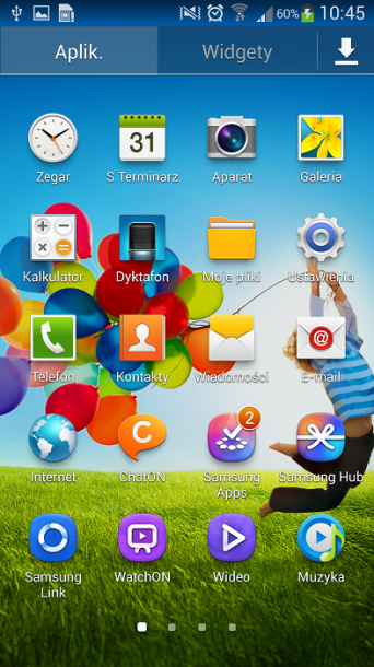 Galaxy S4 menu główne