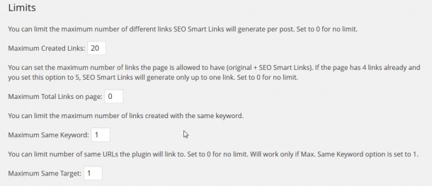 SEO smart links limity